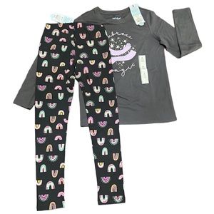 NWT Girls 2 piece outfit leggings and long sleeve shirt Size M